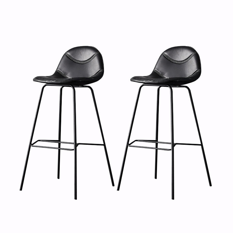Living Room Matte Finish Leather Stool Scandinavian Footrest Barstool Black 2 Piece Set Clearhalo 'Bar Furniture' 'Bar Stools' 'bar_stools' 'furn' 'furn_bar_stools' 'Furniture' 'furniture_bar_stools' 'Kitchen & Dining Furniture' 5018012