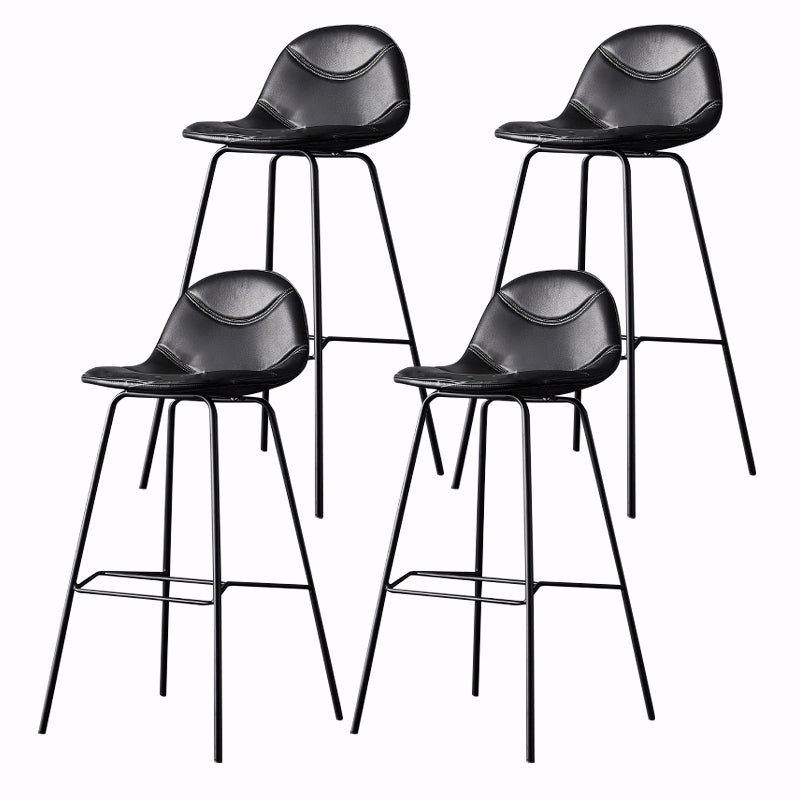 Living Room Matte Finish Leather Stool Scandinavian Footrest Barstool Black 4 Piece Set Clearhalo 'Bar Furniture' 'Bar Stools' 'bar_stools' 'furn' 'furn_bar_stools' 'Furniture' 'furniture_bar_stools' 'Kitchen & Dining Furniture' 5018013