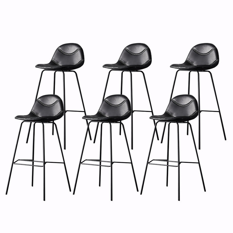 Living Room Matte Finish Leather Stool Scandinavian Footrest Barstool Black 6 Piece Set Clearhalo 'Bar Furniture' 'Bar Stools' 'bar_stools' 'furn' 'furn_bar_stools' 'Furniture' 'furniture_bar_stools' 'Kitchen & Dining Furniture' 5018015