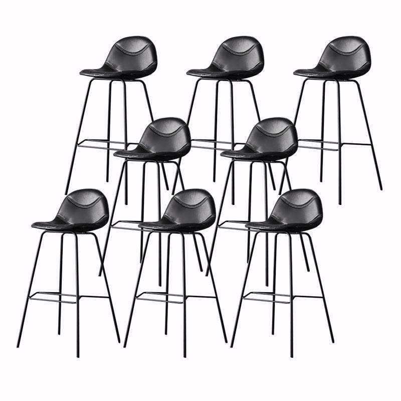 Living Room Matte Finish Leather Stool Scandinavian Footrest Barstool Black 8 Piece Set Clearhalo 'Bar Furniture' 'Bar Stools' 'bar_stools' 'furn' 'furn_bar_stools' 'Furniture' 'furniture_bar_stools' 'Kitchen & Dining Furniture' 5018016