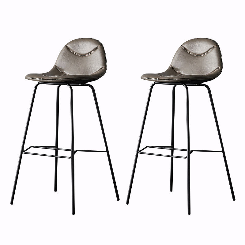Living Room Matte Finish Leather Stool Scandinavian Footrest Barstool Brown 2 Piece Set Clearhalo 'Bar Furniture' 'Bar Stools' 'bar_stools' 'furn' 'furn_bar_stools' 'Furniture' 'furniture_bar_stools' 'Kitchen & Dining Furniture' 5018017