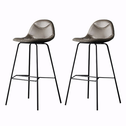 Living Room Matte Finish Leather Stool Scandinavian Footrest Barstool Brown 2 Piece Set Clearhalo 'Bar Furniture' 'Bar Stools' 'bar_stools' 'furn' 'furn_bar_stools' 'Furniture' 'furniture_bar_stools' 'Kitchen & Dining Furniture' 5018017