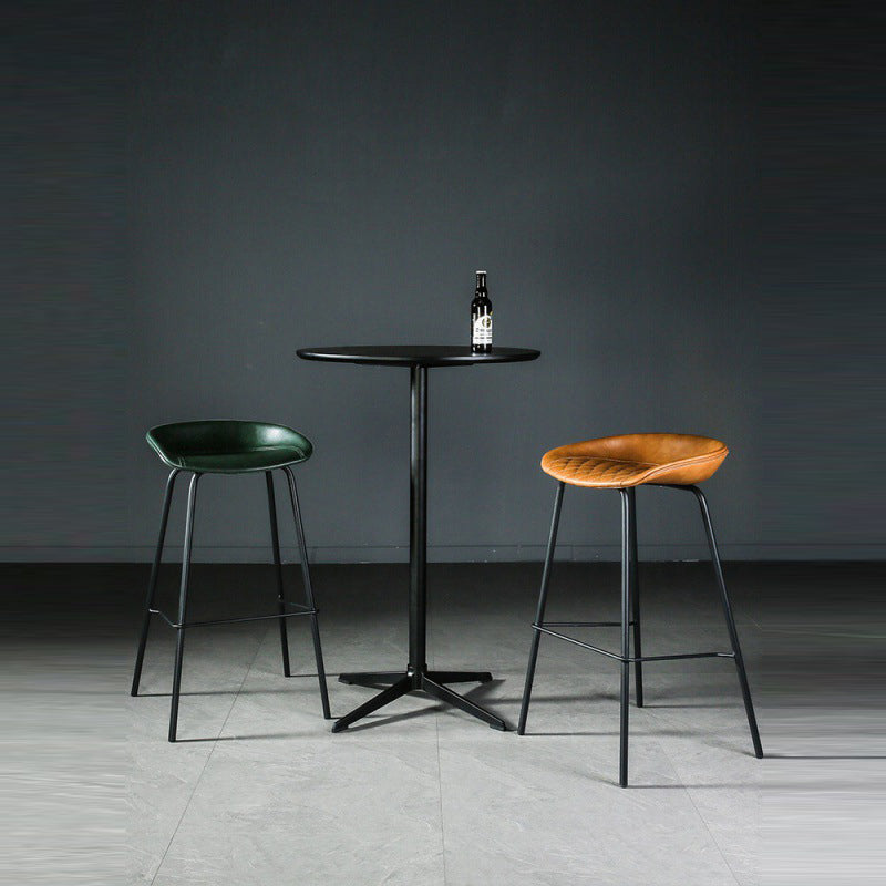 Industrial Matte Finish Leather Barstool Living Room Low Back Stool Clearhalo 'Bar Furniture' 'Bar Stools' 'bar_stools' 'furn' 'furn_bar_stools' 'Furniture' 'furniture_bar_stools' 'Kitchen & Dining Furniture' 5018023