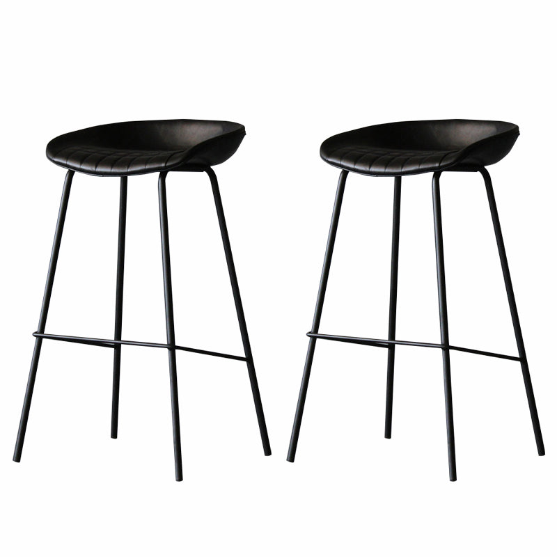 Industrial Matte Finish Leather Barstool Living Room Low Back Stool Matte Black 2 Piece Set Clearhalo 'Bar Furniture' 'Bar Stools' 'bar_stools' 'furn' 'furn_bar_stools' 'Furniture' 'furniture_bar_stools' 'Kitchen & Dining Furniture' 5018024