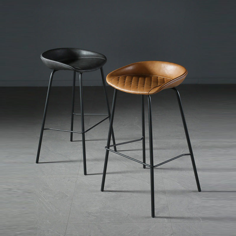 Industrial Matte Finish Leather Barstool Living Room Low Back Stool Clearhalo 'Bar Furniture' 'Bar Stools' 'bar_stools' 'furn' 'furn_bar_stools' 'Furniture' 'furniture_bar_stools' 'Kitchen & Dining Furniture' 5018025