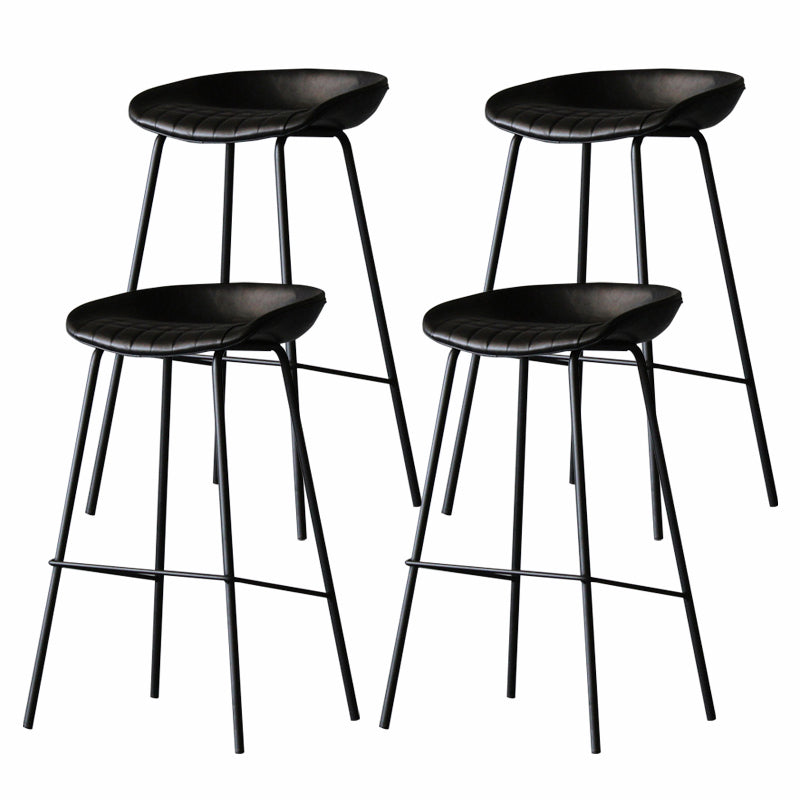 Industrial Matte Finish Leather Barstool Living Room Low Back Stool Matte Black 4 Piece Set Clearhalo 'Bar Furniture' 'Bar Stools' 'bar_stools' 'furn' 'furn_bar_stools' 'Furniture' 'furniture_bar_stools' 'Kitchen & Dining Furniture' 5018026