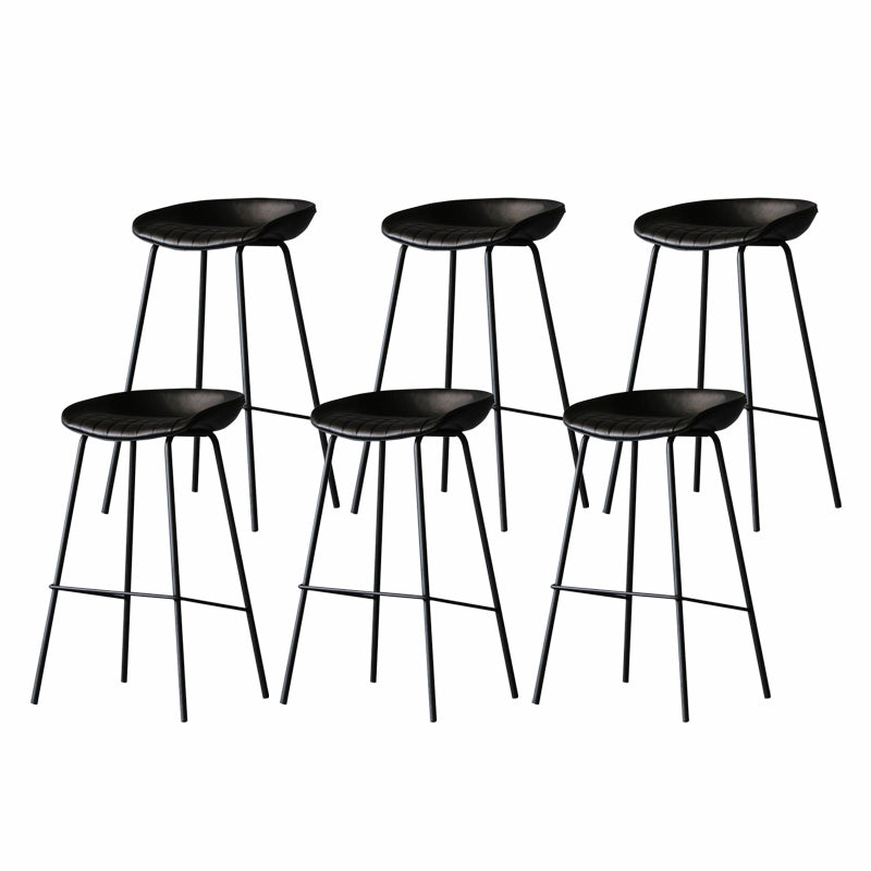 Industrial Matte Finish Leather Barstool Living Room Low Back Stool Matte Black 6 Piece Set Clearhalo 'Bar Furniture' 'Bar Stools' 'bar_stools' 'furn' 'furn_bar_stools' 'Furniture' 'furniture_bar_stools' 'Kitchen & Dining Furniture' 5018027