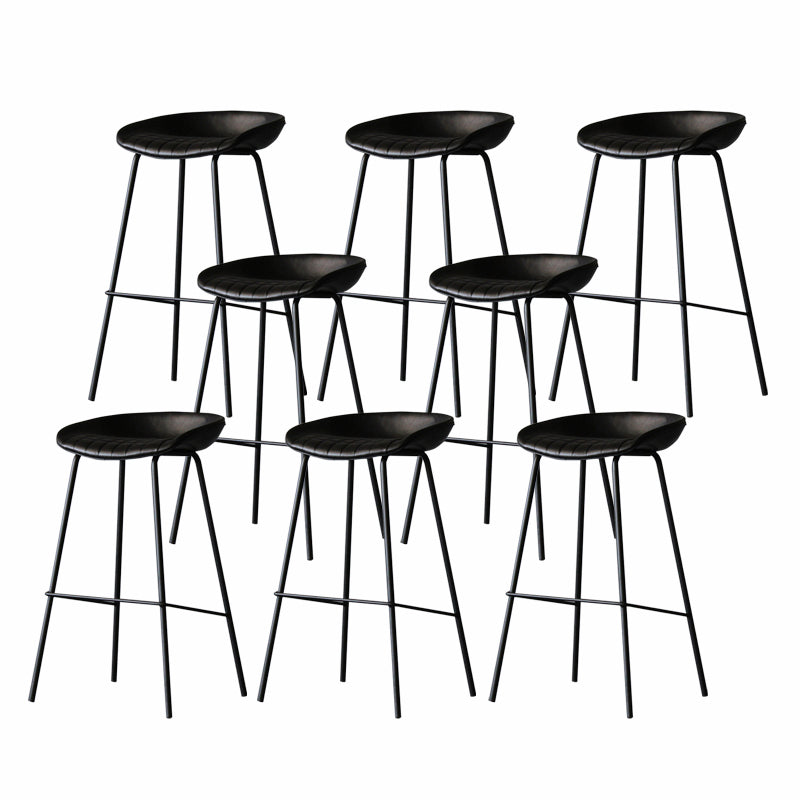 Industrial Matte Finish Leather Barstool Living Room Low Back Stool Matte Black 8 Piece Set Clearhalo 'Bar Furniture' 'Bar Stools' 'bar_stools' 'furn' 'furn_bar_stools' 'Furniture' 'furniture_bar_stools' 'Kitchen & Dining Furniture' 5018029