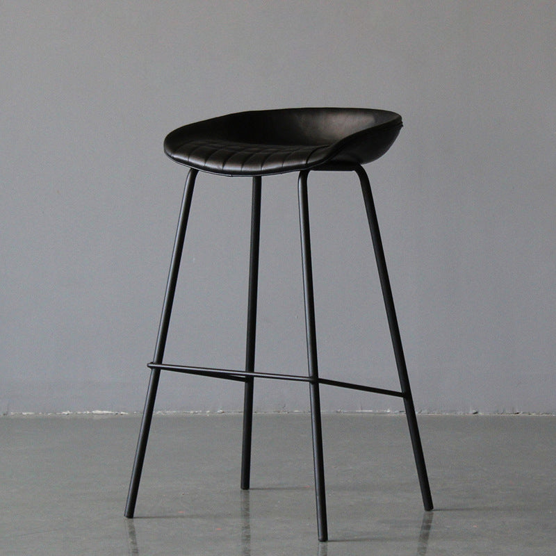 Industrial Matte Finish Leather Barstool Living Room Low Back Stool Clearhalo 'Bar Furniture' 'Bar Stools' 'bar_stools' 'furn' 'furn_bar_stools' 'Furniture' 'furniture_bar_stools' 'Kitchen & Dining Furniture' 5018030