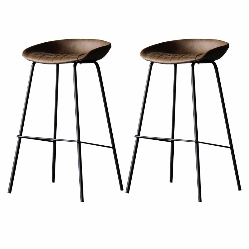 Industrial Matte Finish Leather Barstool Living Room Low Back Stool Coffee 2 Piece Set Bar Stool(30"H) Clearhalo 'Bar Furniture' 'Bar Stools' 'bar_stools' 'furn' 'furn_bar_stools' 'Furniture' 'furniture_bar_stools' 'Kitchen & Dining Furniture' 5018031
