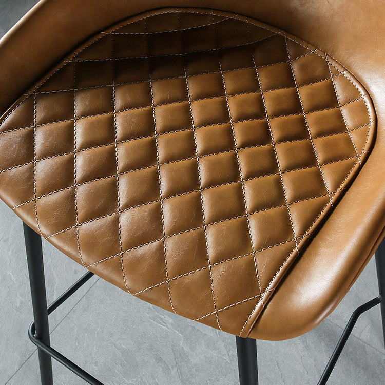 Industrial Matte Finish Leather Barstool Living Room Low Back Stool Clearhalo 'Bar Furniture' 'Bar Stools' 'bar_stools' 'furn' 'furn_bar_stools' 'Furniture' 'furniture_bar_stools' 'Kitchen & Dining Furniture' 5018034