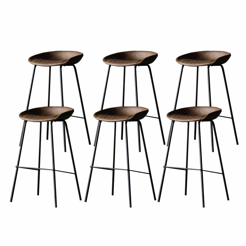 Industrial Matte Finish Leather Barstool Living Room Low Back Stool Coffee 6 Piece Set Bar Stool(30"H) Clearhalo 'Bar Furniture' 'Bar Stools' 'bar_stools' 'furn' 'furn_bar_stools' 'Furniture' 'furniture_bar_stools' 'Kitchen & Dining Furniture' 5018035