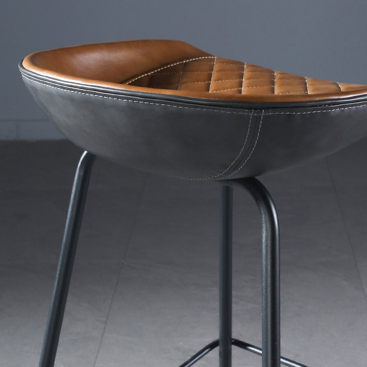Industrial Matte Finish Leather Barstool Living Room Low Back Stool Clearhalo 'Bar Furniture' 'Bar Stools' 'bar_stools' 'furn' 'furn_bar_stools' 'Furniture' 'furniture_bar_stools' 'Kitchen & Dining Furniture' 5018036