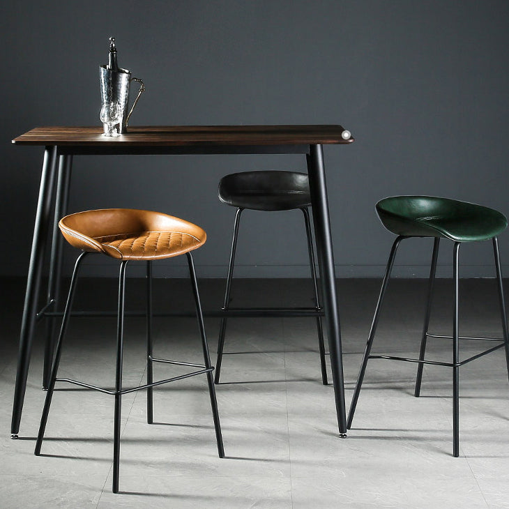 Industrial Matte Finish Leather Barstool Living Room Low Back Stool Clearhalo 'Bar Furniture' 'Bar Stools' 'bar_stools' 'furn' 'furn_bar_stools' 'Furniture' 'furniture_bar_stools' 'Kitchen & Dining Furniture' 5018039