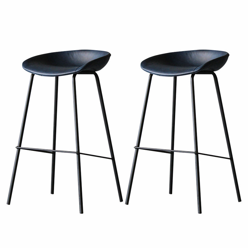 Industrial Matte Finish Leather Barstool Living Room Low Back Stool Dark Blue 2 Piece Set Clearhalo 'Bar Furniture' 'Bar Stools' 'bar_stools' 'furn' 'furn_bar_stools' 'Furniture' 'furniture_bar_stools' 'Kitchen & Dining Furniture' 5018040
