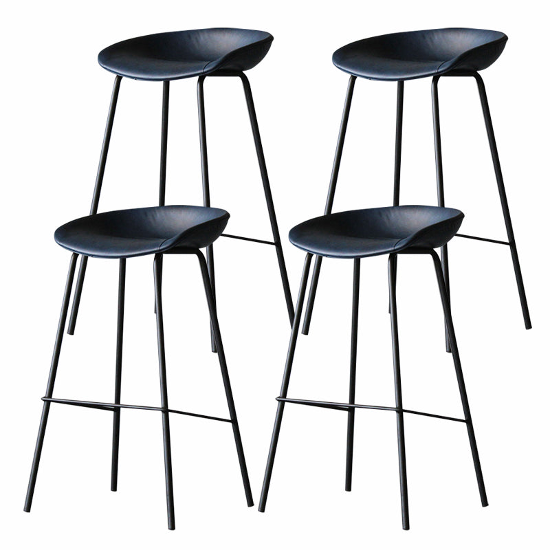 Industrial Matte Finish Leather Barstool Living Room Low Back Stool Dark Blue 4 Piece Set Clearhalo 'Bar Furniture' 'Bar Stools' 'bar_stools' 'furn' 'furn_bar_stools' 'Furniture' 'furniture_bar_stools' 'Kitchen & Dining Furniture' 5018041