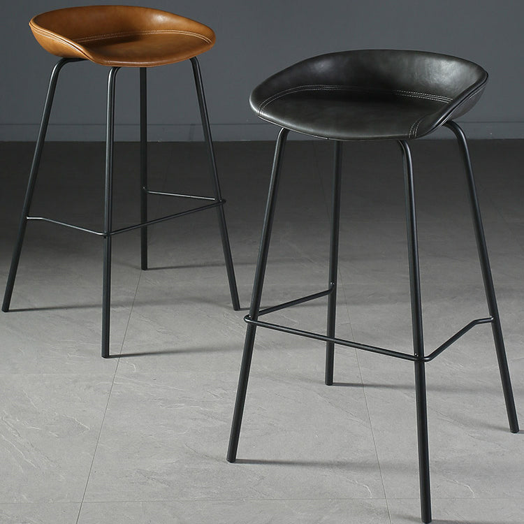 Industrial Matte Finish Leather Barstool Living Room Low Back Stool Clearhalo 'Bar Furniture' 'Bar Stools' 'bar_stools' 'furn' 'furn_bar_stools' 'Furniture' 'furniture_bar_stools' 'Kitchen & Dining Furniture' 5018042