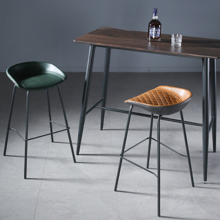 Industrial Matte Finish Leather Barstool Living Room Low Back Stool Clearhalo 'Bar Furniture' 'Bar Stools' 'bar_stools' 'furn' 'furn_bar_stools' 'Furniture' 'furniture_bar_stools' 'Kitchen & Dining Furniture' 5018043