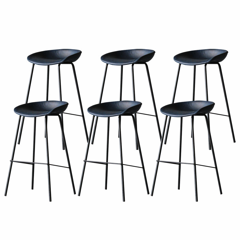 Industrial Matte Finish Leather Barstool Living Room Low Back Stool Dark Blue 6 Piece Set Clearhalo 'Bar Furniture' 'Bar Stools' 'bar_stools' 'furn' 'furn_bar_stools' 'Furniture' 'furniture_bar_stools' 'Kitchen & Dining Furniture' 5018044