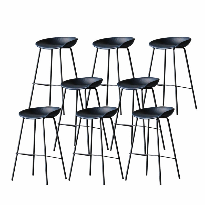 Industrial Matte Finish Leather Barstool Living Room Low Back Stool Dark Blue 8 Piece Set Clearhalo 'Bar Furniture' 'Bar Stools' 'bar_stools' 'furn' 'furn_bar_stools' 'Furniture' 'furniture_bar_stools' 'Kitchen & Dining Furniture' 5018046