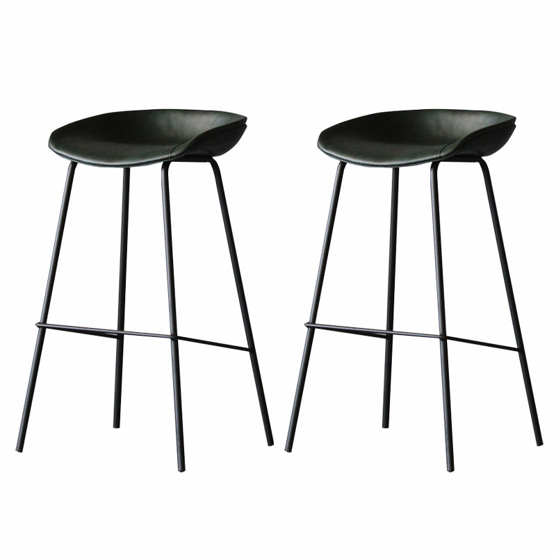 Industrial Matte Finish Leather Barstool Living Room Low Back Stool Blackish Green 2 Piece Set Clearhalo 'Bar Furniture' 'Bar Stools' 'bar_stools' 'furn' 'furn_bar_stools' 'Furniture' 'furniture_bar_stools' 'Kitchen & Dining Furniture' 5018048
