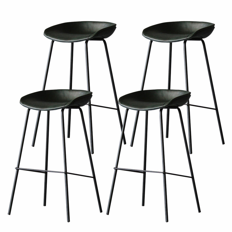 Industrial Matte Finish Leather Barstool Living Room Low Back Stool Blackish Green 4 Piece Set Clearhalo 'Bar Furniture' 'Bar Stools' 'bar_stools' 'furn' 'furn_bar_stools' 'Furniture' 'furniture_bar_stools' 'Kitchen & Dining Furniture' 5018049