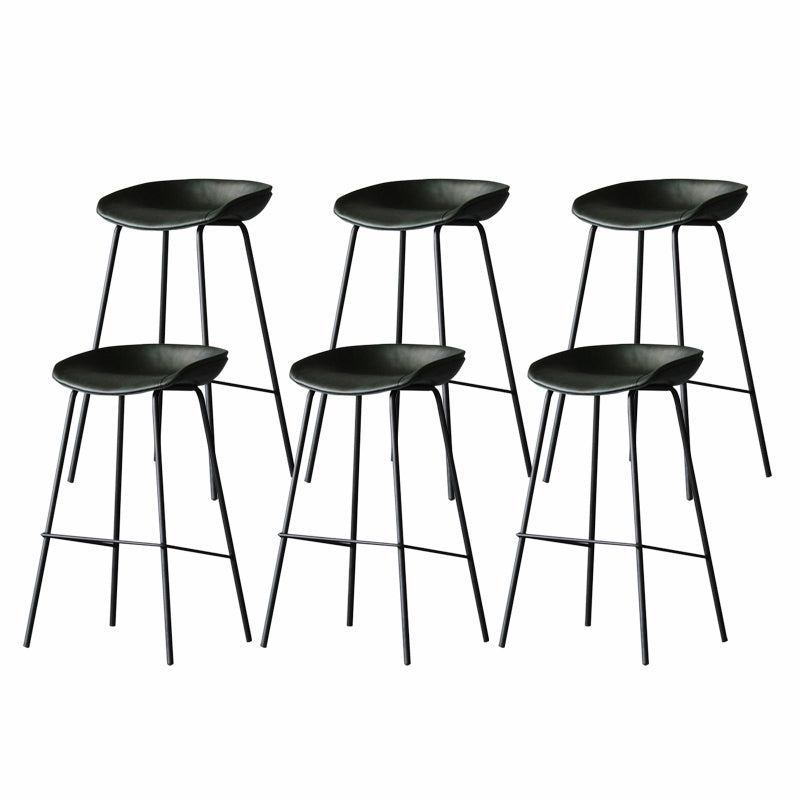 Industrial Matte Finish Leather Barstool Living Room Low Back Stool Blackish Green 6 Piece Set Clearhalo 'Bar Furniture' 'Bar Stools' 'bar_stools' 'furn' 'furn_bar_stools' 'Furniture' 'furniture_bar_stools' 'Kitchen & Dining Furniture' 5018052