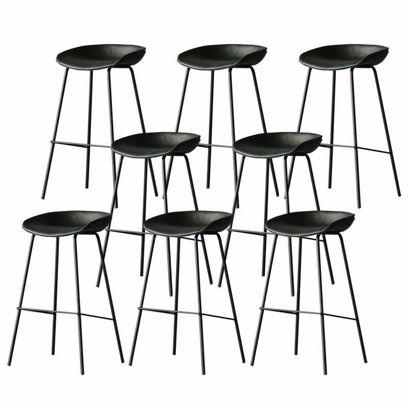 Industrial Matte Finish Leather Barstool Living Room Low Back Stool Blackish Green 8 Piece Set Clearhalo 'Bar Furniture' 'Bar Stools' 'bar_stools' 'furn' 'furn_bar_stools' 'Furniture' 'furniture_bar_stools' 'Kitchen & Dining Furniture' 5018053