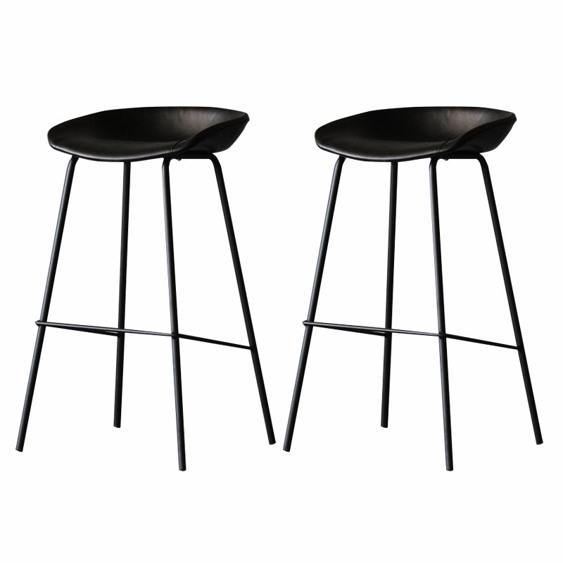 Industrial Matte Finish Leather Barstool Living Room Low Back Stool Black 2 Piece Set Clearhalo 'Bar Furniture' 'Bar Stools' 'bar_stools' 'furn' 'furn_bar_stools' 'Furniture' 'furniture_bar_stools' 'Kitchen & Dining Furniture' 5018054