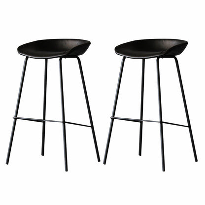 Industrial Matte Finish Leather Barstool Living Room Low Back Stool Black 2 Piece Set Clearhalo 'Bar Furniture' 'Bar Stools' 'bar_stools' 'furn' 'furn_bar_stools' 'Furniture' 'furniture_bar_stools' 'Kitchen & Dining Furniture' 5018054