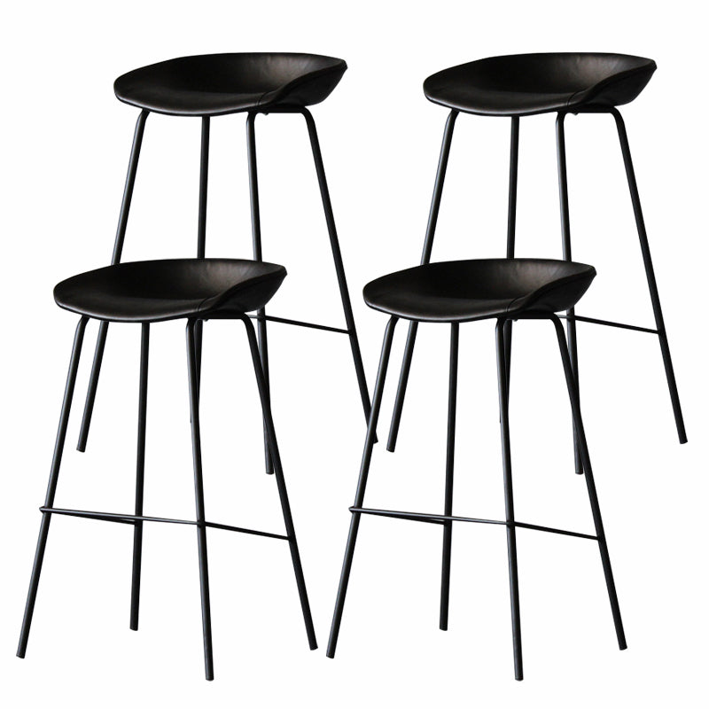 Industrial Matte Finish Leather Barstool Living Room Low Back Stool Black 4 Piece Set Clearhalo 'Bar Furniture' 'Bar Stools' 'bar_stools' 'furn' 'furn_bar_stools' 'Furniture' 'furniture_bar_stools' 'Kitchen & Dining Furniture' 5018055