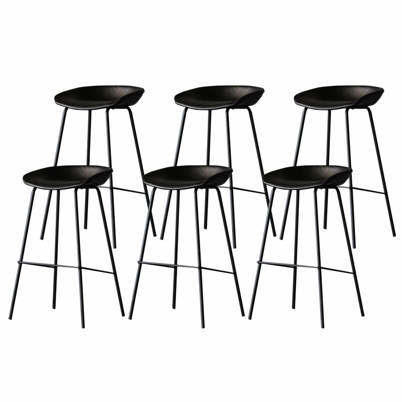 Industrial Matte Finish Leather Barstool Living Room Low Back Stool Black 6 Piece Set Clearhalo 'Bar Furniture' 'Bar Stools' 'bar_stools' 'furn' 'furn_bar_stools' 'Furniture' 'furniture_bar_stools' 'Kitchen & Dining Furniture' 5018056