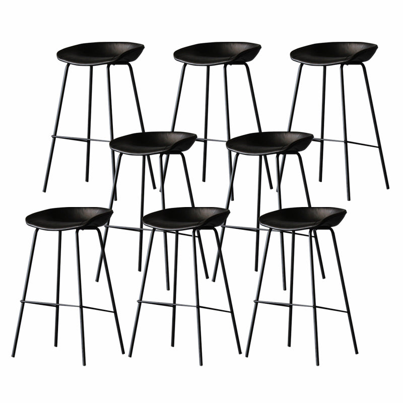 Industrial Matte Finish Leather Barstool Living Room Low Back Stool Black 8 Piece Set Clearhalo 'Bar Furniture' 'Bar Stools' 'bar_stools' 'furn' 'furn_bar_stools' 'Furniture' 'furniture_bar_stools' 'Kitchen & Dining Furniture' 5018057