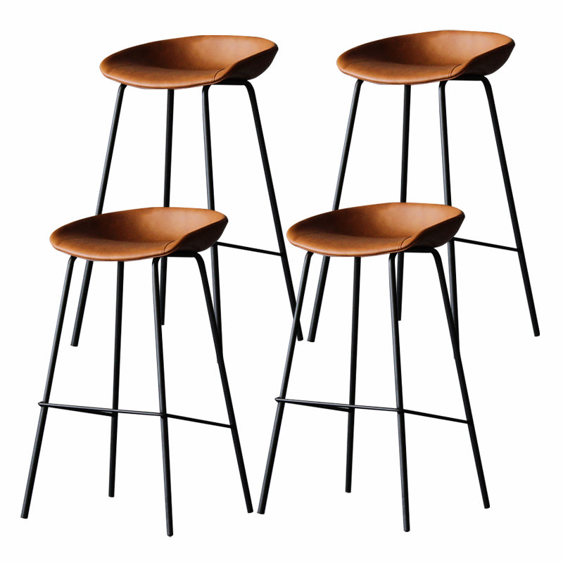 Industrial Matte Finish Leather Barstool Living Room Low Back Stool Brown 4 Piece Set Clearhalo 'Bar Furniture' 'Bar Stools' 'bar_stools' 'furn' 'furn_bar_stools' 'Furniture' 'furniture_bar_stools' 'Kitchen & Dining Furniture' 5018059