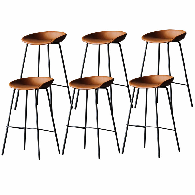 Industrial Matte Finish Leather Barstool Living Room Low Back Stool Brown 6 Piece Set Clearhalo 'Bar Furniture' 'Bar Stools' 'bar_stools' 'furn' 'furn_bar_stools' 'Furniture' 'furniture_bar_stools' 'Kitchen & Dining Furniture' 5018060