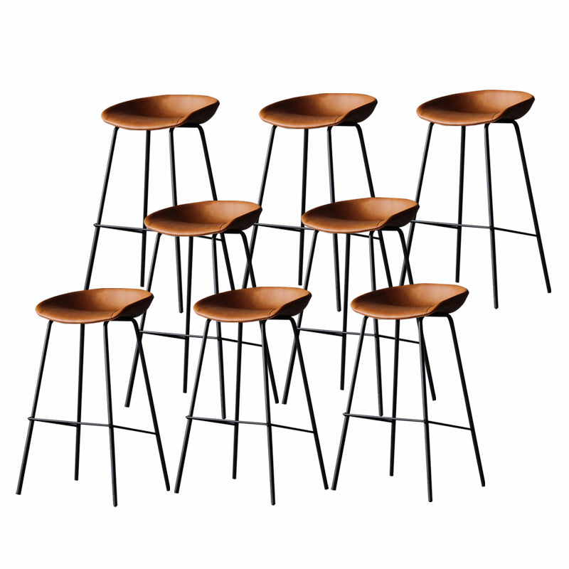 Industrial Matte Finish Leather Barstool Living Room Low Back Stool Brown 8 Piece Set Clearhalo 'Bar Furniture' 'Bar Stools' 'bar_stools' 'furn' 'furn_bar_stools' 'Furniture' 'furniture_bar_stools' 'Kitchen & Dining Furniture' 5018061
