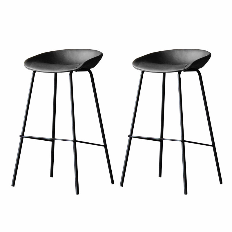 Industrial Matte Finish Leather Barstool Living Room Low Back Stool Grey 2 Piece Set Clearhalo 'Bar Furniture' 'Bar Stools' 'bar_stools' 'furn' 'furn_bar_stools' 'Furniture' 'furniture_bar_stools' 'Kitchen & Dining Furniture' 5018062