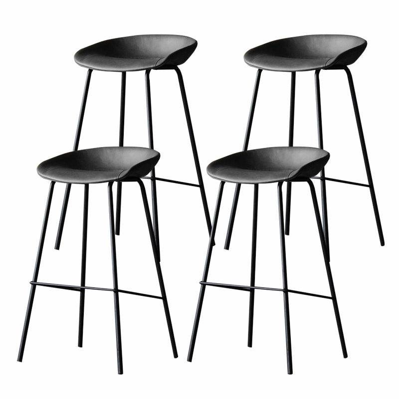 Industrial Matte Finish Leather Barstool Living Room Low Back Stool Grey 4 Piece Set Clearhalo 'Bar Furniture' 'Bar Stools' 'bar_stools' 'furn' 'furn_bar_stools' 'Furniture' 'furniture_bar_stools' 'Kitchen & Dining Furniture' 5018063