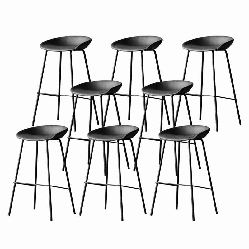 Industrial Matte Finish Leather Barstool Living Room Low Back Stool Grey 8 Piece Set Clearhalo 'Bar Furniture' 'Bar Stools' 'bar_stools' 'furn' 'furn_bar_stools' 'Furniture' 'furniture_bar_stools' 'Kitchen & Dining Furniture' 5018065