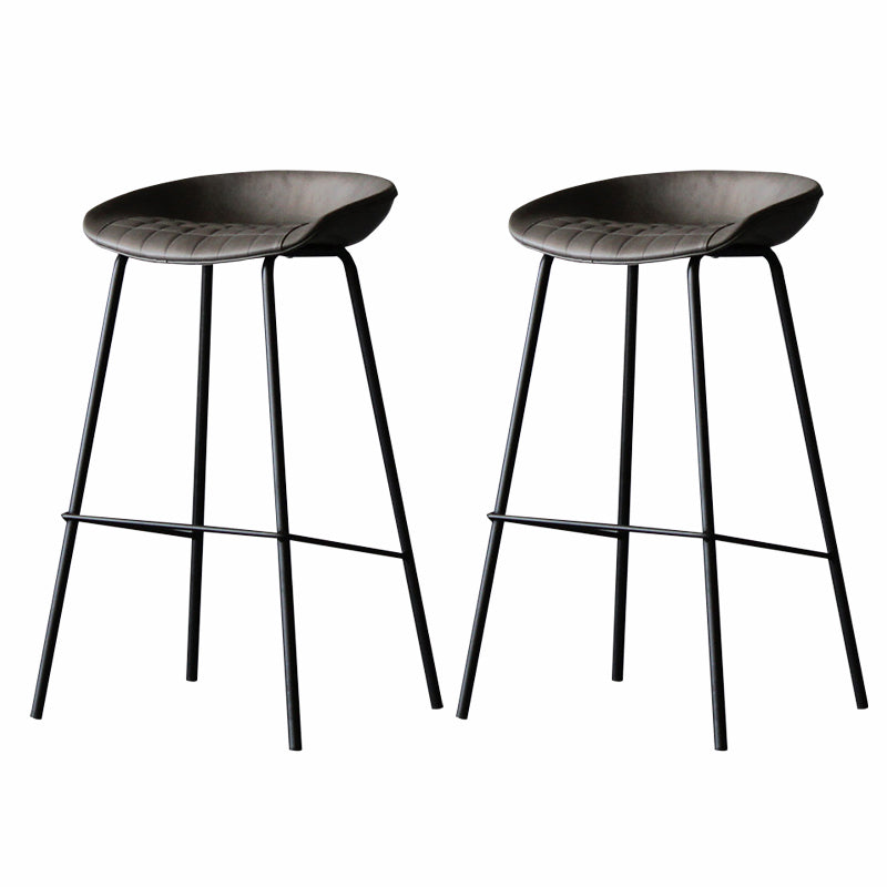Industrial Matte Finish Leather Barstool Living Room Low Back Stool Light Gray 2 Piece Set Bar Stool(30"H) Clearhalo 'Bar Furniture' 'Bar Stools' 'bar_stools' 'furn' 'furn_bar_stools' 'Furniture' 'furniture_bar_stools' 'Kitchen & Dining Furniture' 5018066