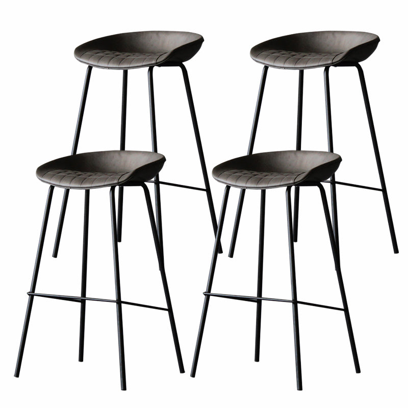 Industrial Matte Finish Leather Barstool Living Room Low Back Stool Light Gray 4 Piece Set Bar Stool(30"H) Clearhalo 'Bar Furniture' 'Bar Stools' 'bar_stools' 'furn' 'furn_bar_stools' 'Furniture' 'furniture_bar_stools' 'Kitchen & Dining Furniture' 5018067