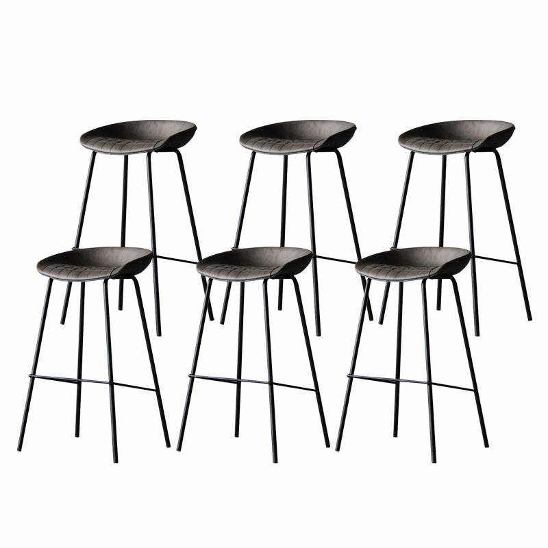 Industrial Matte Finish Leather Barstool Living Room Low Back Stool Light Gray 6 Piece Set Bar Stool(30"H) Clearhalo 'Bar Furniture' 'Bar Stools' 'bar_stools' 'furn' 'furn_bar_stools' 'Furniture' 'furniture_bar_stools' 'Kitchen & Dining Furniture' 5018068
