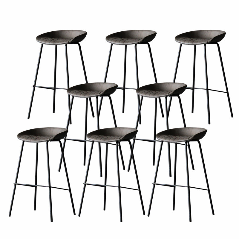 Industrial Matte Finish Leather Barstool Living Room Low Back Stool Light Gray 8 Piece Set Bar Stool(30"H) Clearhalo 'Bar Furniture' 'Bar Stools' 'bar_stools' 'furn' 'furn_bar_stools' 'Furniture' 'furniture_bar_stools' 'Kitchen & Dining Furniture' 5018069