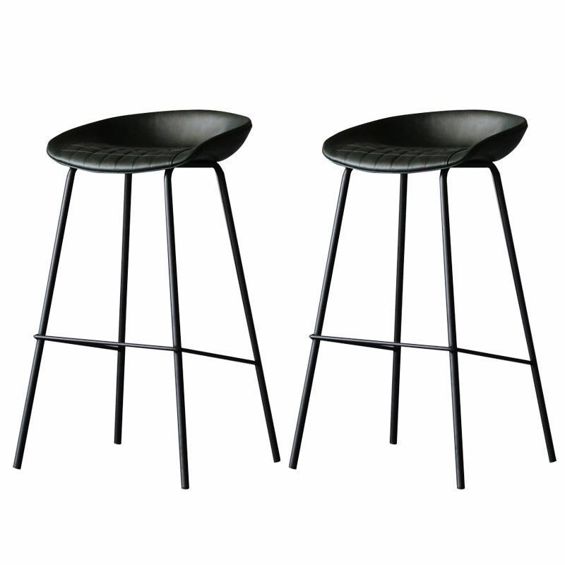 Industrial Matte Finish Leather Barstool Living Room Low Back Stool Green 2 Piece Set Clearhalo 'Bar Furniture' 'Bar Stools' 'bar_stools' 'furn' 'furn_bar_stools' 'Furniture' 'furniture_bar_stools' 'Kitchen & Dining Furniture' 5018070