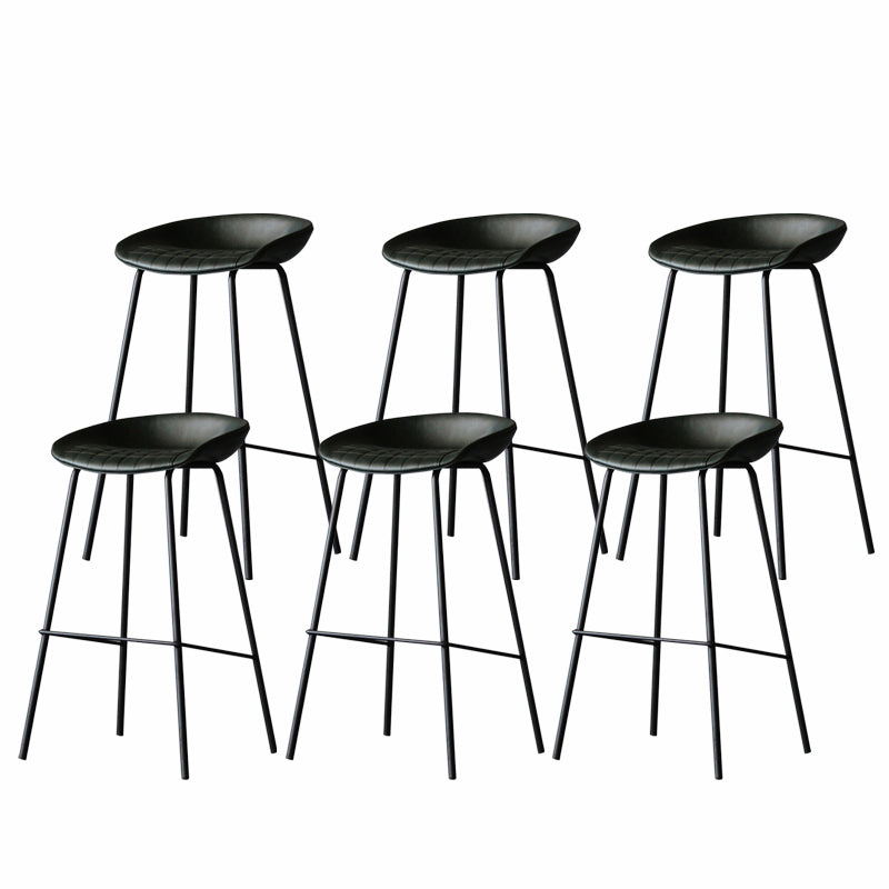 Industrial Matte Finish Leather Barstool Living Room Low Back Stool Green 6 Piece Set Clearhalo 'Bar Furniture' 'Bar Stools' 'bar_stools' 'furn' 'furn_bar_stools' 'Furniture' 'furniture_bar_stools' 'Kitchen & Dining Furniture' 5018072