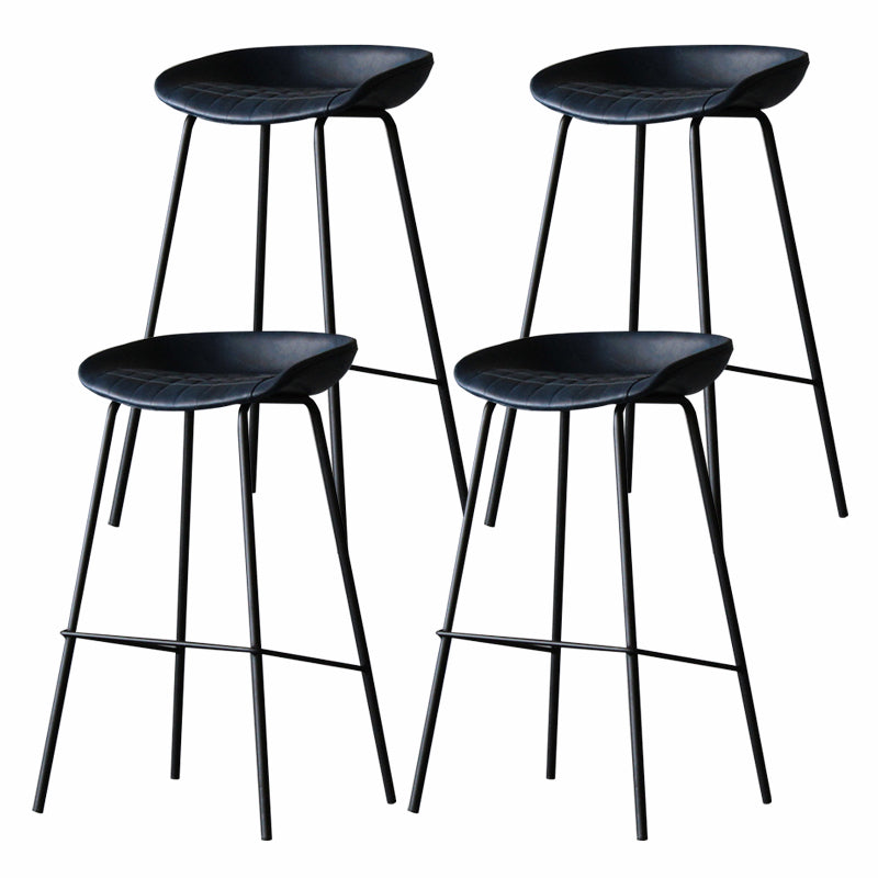 Industrial Matte Finish Leather Barstool Living Room Low Back Stool Blue 4 Piece Set Bar Stool(30"H) Clearhalo 'Bar Furniture' 'Bar Stools' 'bar_stools' 'furn' 'furn_bar_stools' 'Furniture' 'furniture_bar_stools' 'Kitchen & Dining Furniture' 5018075