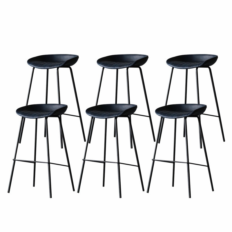 Industrial Matte Finish Leather Barstool Living Room Low Back Stool Blue 6 Piece Set Bar Stool(30"H) Clearhalo 'Bar Furniture' 'Bar Stools' 'bar_stools' 'furn' 'furn_bar_stools' 'Furniture' 'furniture_bar_stools' 'Kitchen & Dining Furniture' 5018076
