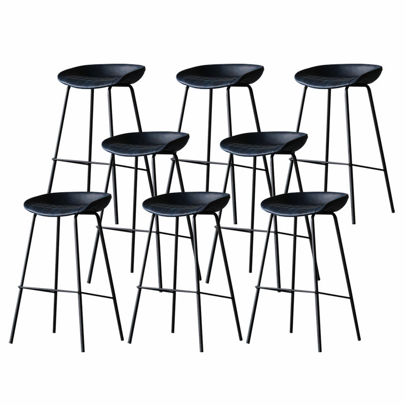 Industrial Matte Finish Leather Barstool Living Room Low Back Stool Blue 8 Piece Set Bar Stool(30"H) Clearhalo 'Bar Furniture' 'Bar Stools' 'bar_stools' 'furn' 'furn_bar_stools' 'Furniture' 'furniture_bar_stools' 'Kitchen & Dining Furniture' 5018077