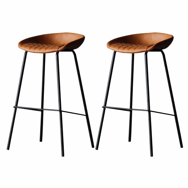 Industrial Matte Finish Leather Barstool Living Room Low Back Stool Dark Brown 2 Piece Set Clearhalo 'Bar Furniture' 'Bar Stools' 'bar_stools' 'furn' 'furn_bar_stools' 'Furniture' 'furniture_bar_stools' 'Kitchen & Dining Furniture' 5018078