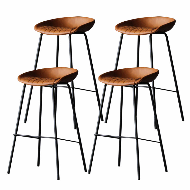 Industrial Matte Finish Leather Barstool Living Room Low Back Stool Dark Brown 4 Piece Set Clearhalo 'Bar Furniture' 'Bar Stools' 'bar_stools' 'furn' 'furn_bar_stools' 'Furniture' 'furniture_bar_stools' 'Kitchen & Dining Furniture' 5018079